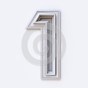 White picture frame font Number 1 ONE 3D