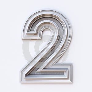 White picture frame font Number 2 TWO 3D
