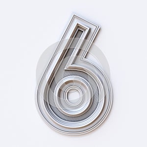 White picture frame font Number 6 SIX 3D