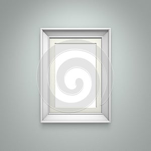White picture frame on gray wall