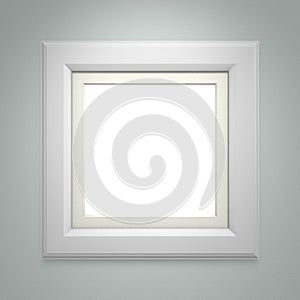White picture frame on gray wall