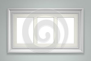 White picture frame on gray wall