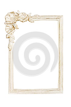 White picture frame with rose decor clipping path included.