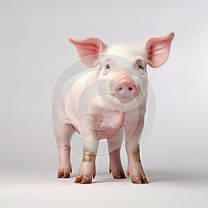 Expressive Pig On Grey Background - Studio Shot photo