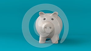 white piggy bank isolated on blue background