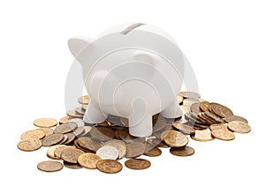 White piggy Bank isolated on a white background.