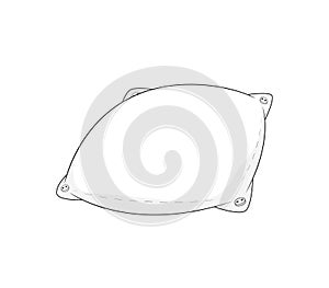 White pillow bedding. Sleep cushion, comfort relax bed accesories. Vector simple illustration. Bedsheets blank pillow case. Stock
