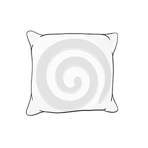 White pillow, cushion vector illustration on a blue background