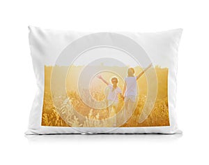 White pillow isolated on white background