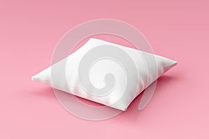 White pillow mockup on pink background with blank template. Pillow mockup or template for design. 3D rendering