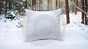 White Pillow In Snow Covered Forest: Smooth, Polished, Warmcore photo