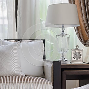 White pillow on sofa in luxury livingroom