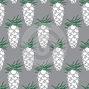 White Pine Cone Drawing Seamless Pattern