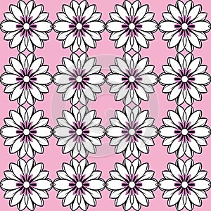 White and pink floral pattern with pop art and chaotic designs in neon and pastel colors, great for unique