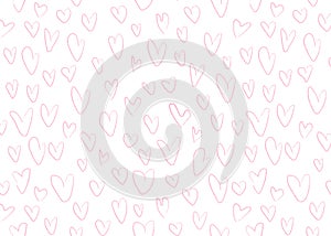 White with pink hearts background for Valentine`s Day