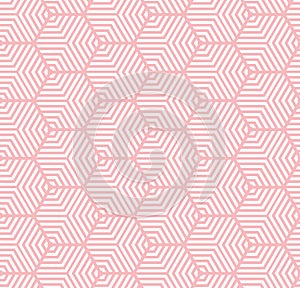 White on pink multi hexagonal line pattern seamless repeat background