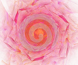 White, pink and orange abstract background with fractal rose tex