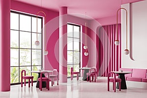 White and pink restaurant corner