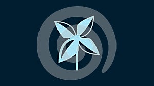 White Pinwheel icon isolated on blue background. Windmill toy icon. 4K Video motion graphic animation