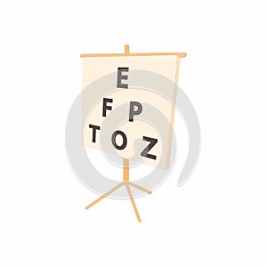 White placard with letters eyesight testing icon