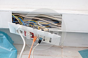 White plactic cable channel while repairing