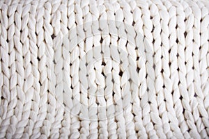 White plaid big knit. texture pigtail knitted blanket