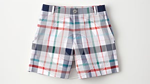 White Plaid Shorts With Striped Pockets - Exacting Precision Style