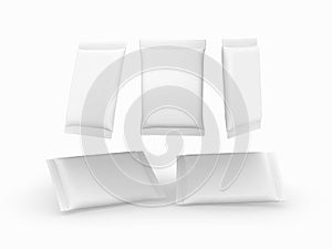 White plain flow wrap packet with clipping path