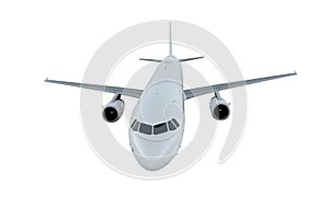 White plane flying. airplane airbus a321 isolate on white background