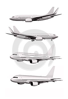 White planes isolated on white