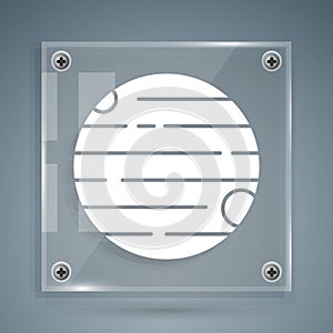 White Planet icon isolated on grey background. Square glass panels. Vector