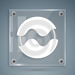 White Planet icon isolated on grey background. Square glass panels. Vector