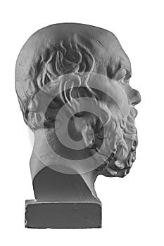 White plaster bust, sculptural portrait of Socrates