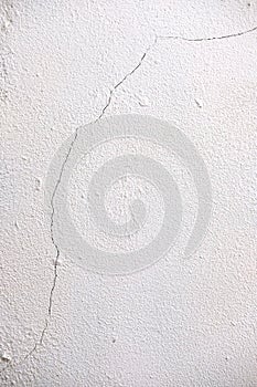 White plaster wall crack. Plaster wall texture.