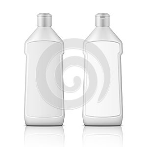 White plastic bottle for bleach with label