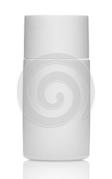 White plastic bottle or container without label for cosmetics, makeup and beauty products, cream, moisturizer, spray, care, clean