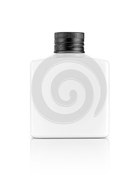 White plastic bottle for cosmetic or toiletry product design mock-up