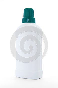 White plastic bottle with green cap hygiene container