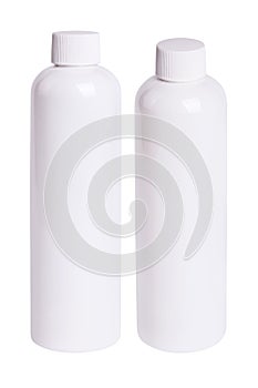 White plastic bottle isolated on white background