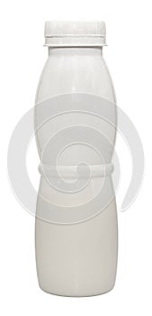 White plastic bottle with milk on a white background. Isolate bottles