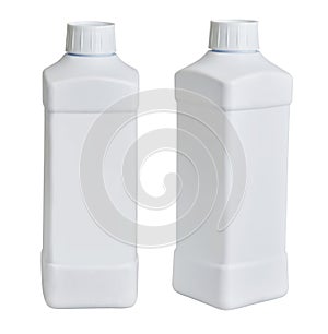 White plastic bottle mockup with clipping path. Bottle for liquid laundry detergent, bleach, fabric softener