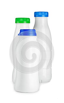 White plastic bottles and lids