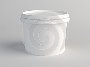 White Plastic Bucket. 3D Render