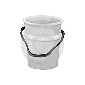 white plastic bucket container cartoon vector illustration