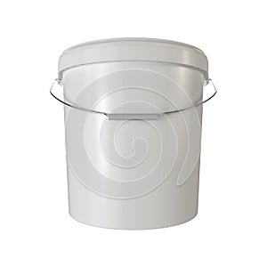 White plastic bucket isolated.