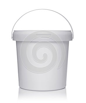 White plastic bucket with lid