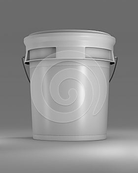 White Plastic Bucket for muck up. 3D Render