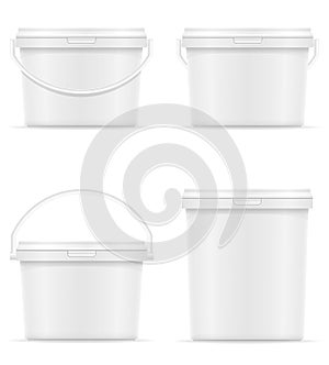 White plastic bucket for paint vector illustration