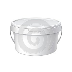 White plastic bucket with White lid. Product Packaging