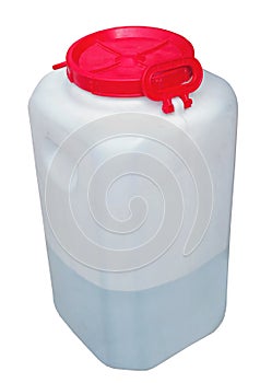 White plastic container with water